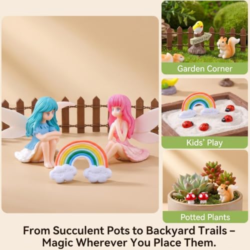 Miniature Fairy Garden Accessories: 28 Pcs Resin Tiny Figurines | Mini Animals & Toadstool - for Terrarium Diorama Decor Succulent Plant Pot Outdoor - SceneIdeal for DIY Enthusiasts