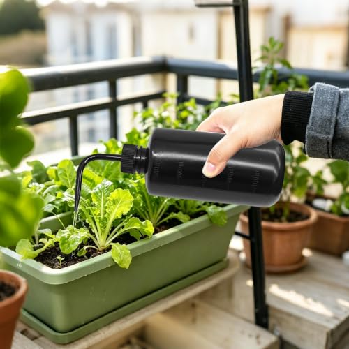 pson 2Pcs Squeeze Wash Bottle Watering Can, 250ML and 500ML Plastic Irrigation Bottle for Succulents, Indoor Plants, Cleaning(Black) - color: Black