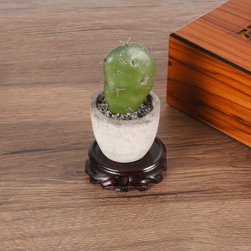 MECCANIXITY Wooden Stand Holder 60mm Diameter Black 2Pcs | Displays Base for Vase Bonsai Stone