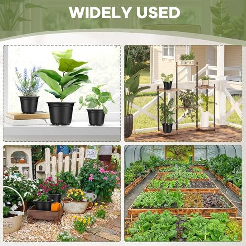 4 5 6 Inch Nursery Pots, 110 Packs Plastic Plant Pot with Drainage Hole, Seedling Starter Pots for Succulents (5 Inch) - size: 5 Inch-110 Pack