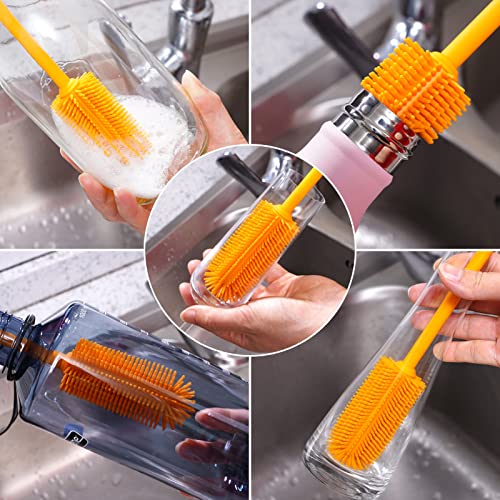 Silicone Bottle Brush, Long Handle Bottle Cleaner Brush, Charcoal - color: Charcoal