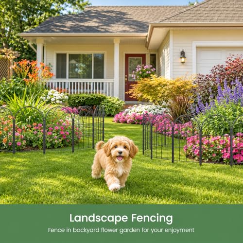 10 Pack Arch Garden Fence, 10.5ft Rustproof No Dig Animal Barrier - size: 10 Arched Panels-20.4in(H)x10.4ft(L)