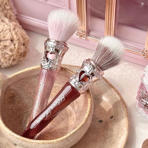 Flower Knows The Sweetie Bear Silk Satin Blush & Brush Set,Talc-Free Rose Pink Powder Blush,Highly Pigmented,Buildable&Blendable,Radiant Cheek Color for a Lively Glow,Gift-Worthy(01 Shimmer Soufflé) - color: 01 Shimmer Soufflé+Brush
