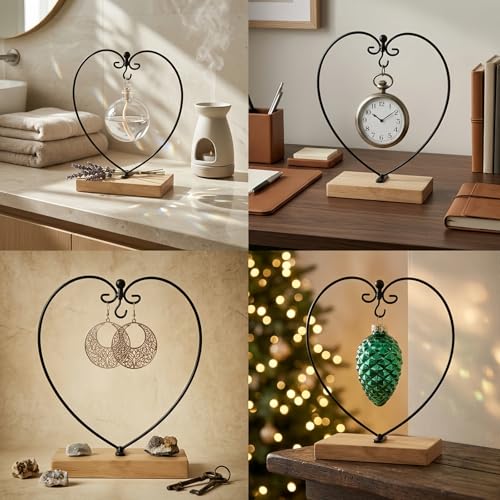 11" Black Metal Ornament Stand Holder | Sturdy Iron Display Rack, For Air Plant Terrarium Glass Globe Witch Ball, Home Holiday Christmas Decoration
