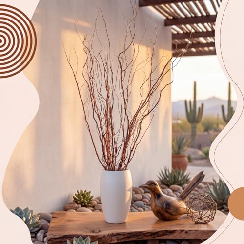 Thiccywoov 12 Pcs Real Dried Willow Branches 47.2 Inches Natural Curly - color: Natural, size: 47.2 Inches