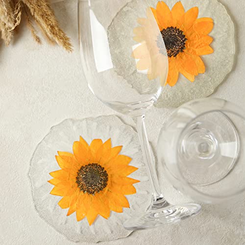 Roowest 12 Pcs Dried Pressed Flowers for Resin Natural Sunflower Real Petals for Jewelry Candle Soap Making DIY Art Craft Scrapbooking Supplies (1.97-3.15 Inches) - size: 1.97-3.15 Inches