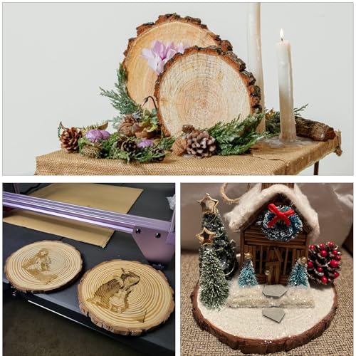20 PCS Unfinished Wood Slices for Centerpieces, 6.3-7 Inch Natural Wood Slices with Tree Bark Pine and Wood Rounds Discs for DIY Crafts, Centerpieces, Art & Decor - size: 20 PCS 6.3-7 Inch