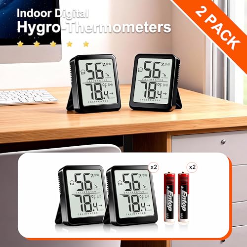 2-Pack Digital Room Thermometer Hygrometer with Battery
