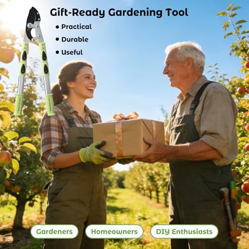 Extendable Loopers for Tree Trimming, 24-42'' Heavy Duty Thick Branches Cutter Lopping Shears with SK5 Steel Blade, Pruning Shear with 1.8” Cut Capacity, Loppers with Compound Action for Gardening - style: Green