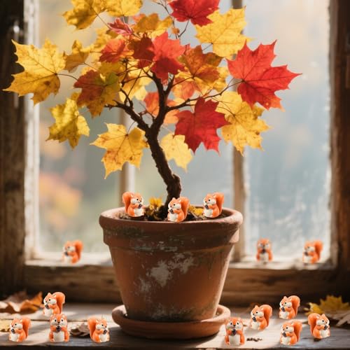 50 Pcs Mini Squirrel Figurines, 2.1 x 1.4cm Resin Squirrel Decor Bulk - style: 50 Pcs Classic