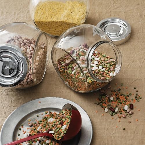 Bormioli Rocco Pandora Glass Jar with Metal Lid 75.5 oz - Airtight Storage Container for Snacks, Candy & Dry Foods - Versatile Kitchen & Pantry Organizer - Durable Clear Glassware
