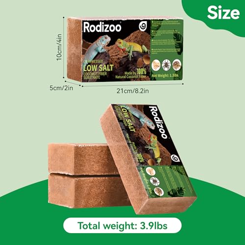 3 Pcs Organic Coconut Fiber Substrate, Biodegradable 100% Natural Coco Soil Brick, Multipurpose Eco-Friendly Terrarium Bedding for Reptiles, Tortoise, Bearded Dragon, Gecko, Snake & Amphibians - size: 3 Pcs