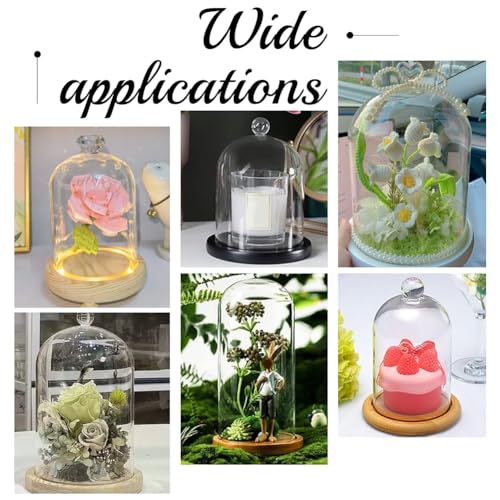 PH PandaHall Glass Dome with Base Cloche Cloche Bell Jar Display Dome Case Glass Decoration Bottles for Plants Flower Display Clay Succulents Storage Home Party Favor Decoration 3.5x7 inch