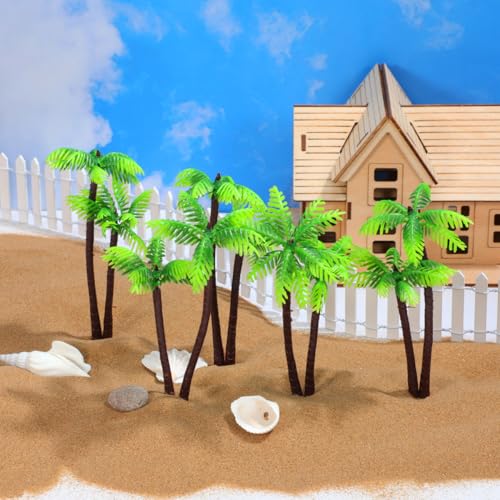 Patkaw 20 Pcs Artificial Palm Trees Set, Miniature Model Trees for Diorama Supplies, Fake Coconut Plant for Train Scenery, Plastic Landscape Decoration for Fairy Garden