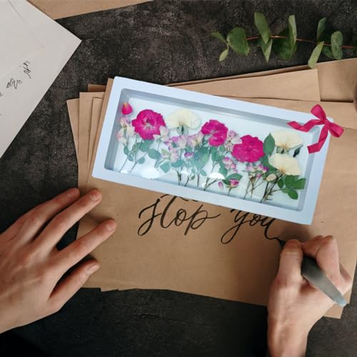 12Pcs Nauture Dried Pressed Rose, Real Dried Pressed Flowers for Resin Scrapbook Supplies Card Making Soap Candle DIY Art Crafts (White) - color: White