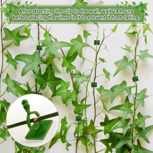 120 Pcs Plant Climbing Wall Fixture Clips, Green Plant Fixer with Self-Adhesive Hook, Fixing Clip Vines Holder for Indoor Outdoor Plants Support Cable Wire (Small, Medium, Large)