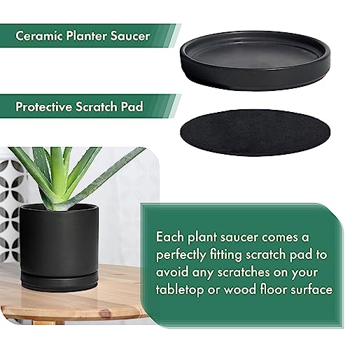 D'vine Dev 2-Pack Ceramic Plant Saucers, 5.4 in, Black, 97-T-B-22 - color: Black, size: 5.4" (2 Pack)
