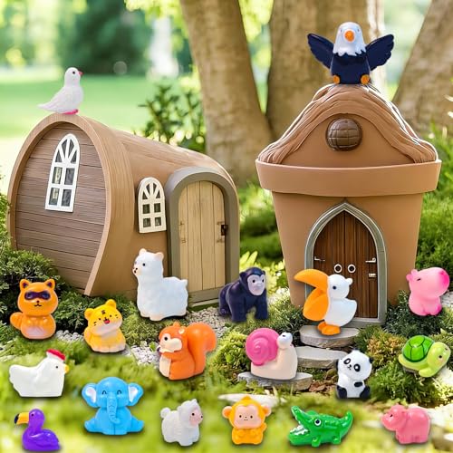 60 Pcs Mini Resin Animals Figures Tiny Little Animal Miniature Figurines