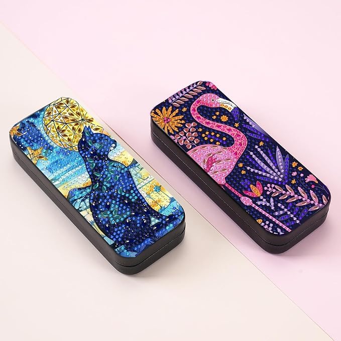 Leatrice 6 pcs 5d Diamond Art Kits for Adults Small Diamond Painting Kit | Gem Art Paint by Diamonds,Dots Eyeglasses Case,DIY for Beginner Women - color: AA Animal Assembly