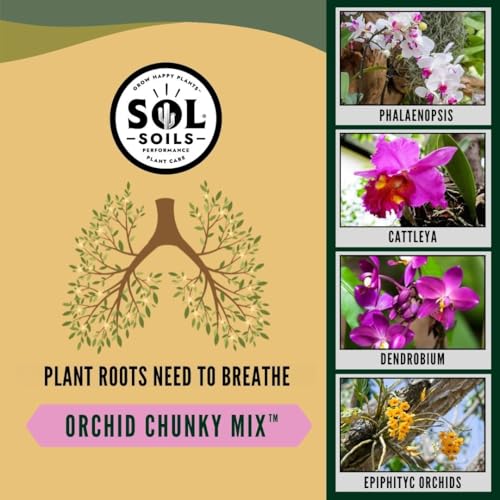 Sol Soils Chunky Orchid Potting Mix - 100% Peat-Free, Lightweight, and Aerated with Coconut Husk, Perlite & Recycled Forest Products for Fast Draining, Healthy Orchids - 1 Quart - style: Orchid Chunky Mix