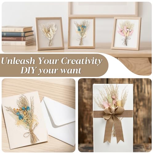 RAINFLOW 4 Pack Mini Dried Flower Bouquets - Natural Boho Floral Decor
