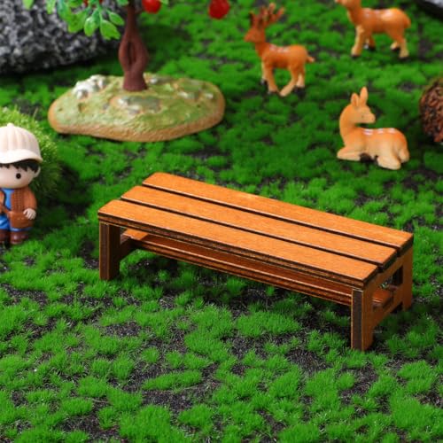 ibasenice 2Pcs Miniature Wooden Bench Mini House Decor Dolls House Bench Realistic Chair Model Prop Dollhouse Furniture for Bedroom Living Room Kitchen Display