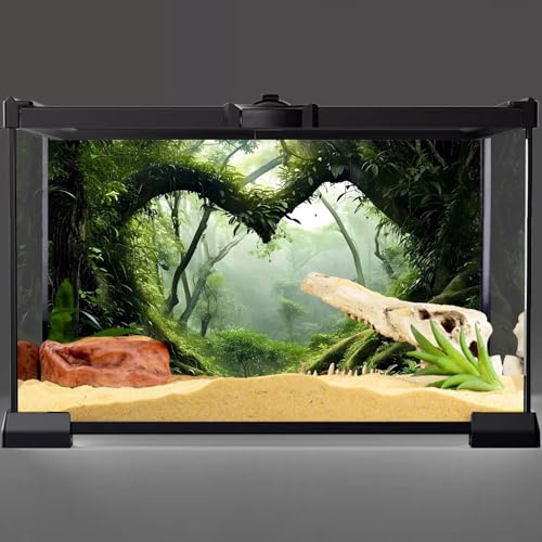 48x18 in Green Tree Reptile Habitat Background Rainforest Aquarium Backdrop | AWERT Polyester Tropical Foggy Stream Terrarium Background - size: 48x18in/120x45cm