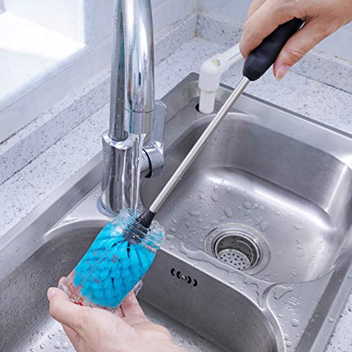 MOSOLAN Stainless Steel Water Bottle Cleaning Scrubbing Brush, 15 in | 2 Pack, Long Handle, Non-Slip, Cleaning Sport Bottles, Baby Bottles, Cups, Coffee Mugs, Glasswares, Wine Decanters, Flask - size: 15 Inch (Pack of 2)