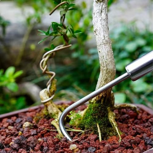 3 Pcs Stainless Steel Mini Garden Tools Set Small Tiny Shovel Trowel Root Extractor Hand Rake Indoor Outdoor Gardening Tools for Pot Plants Succulent Bonsai - style: 3PCS Stainless Steel Silver