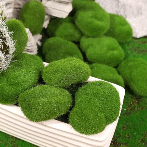 5Pcs Artificial Moss Rocks Green Moss Stones for Garden Crafting Simulation Crafts Foam Fake Rock DIY Landscape Decor 5x7cm