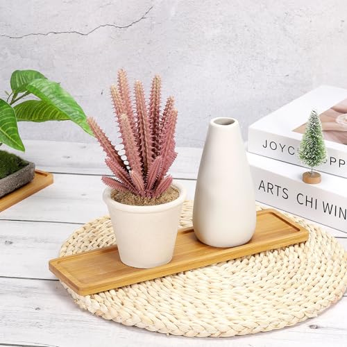 PATIKIL Bamboo Wood Saucer, 10.5x3 Inch Rectangle Wooden Plant Drainage Tray Bonsai Plants Saucer Succulent Pot for Home Balcony Patio - size: 10.5" x 10.5" x 3"