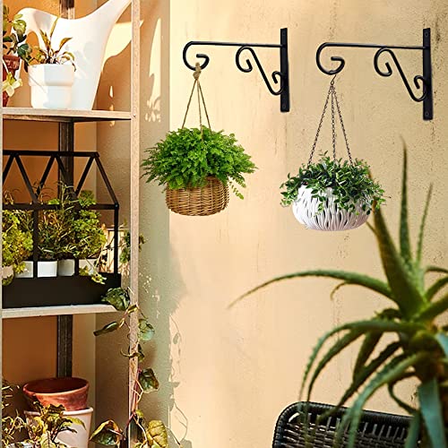 Hanging Plant Bracket, 1 Pack 10-inch Plant Hangers Outdoor Indoor, Rust-Proof Coated Metal Hanging Basket Hook, Decorative Wall Plant Hooks for Plants Flowers Lanterns Bird Feeders - size: 10-Inch 1 Count