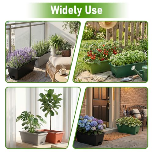 7 Pack 17 Inch Rectangular Plastic Window Box Planters(Brick-red)