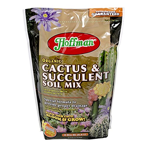 Hoffman 10404 Organic Cactus and Succulent Soil Mix, 4 Quarts, Brown/A (Pack of 12) - size: 12 pack