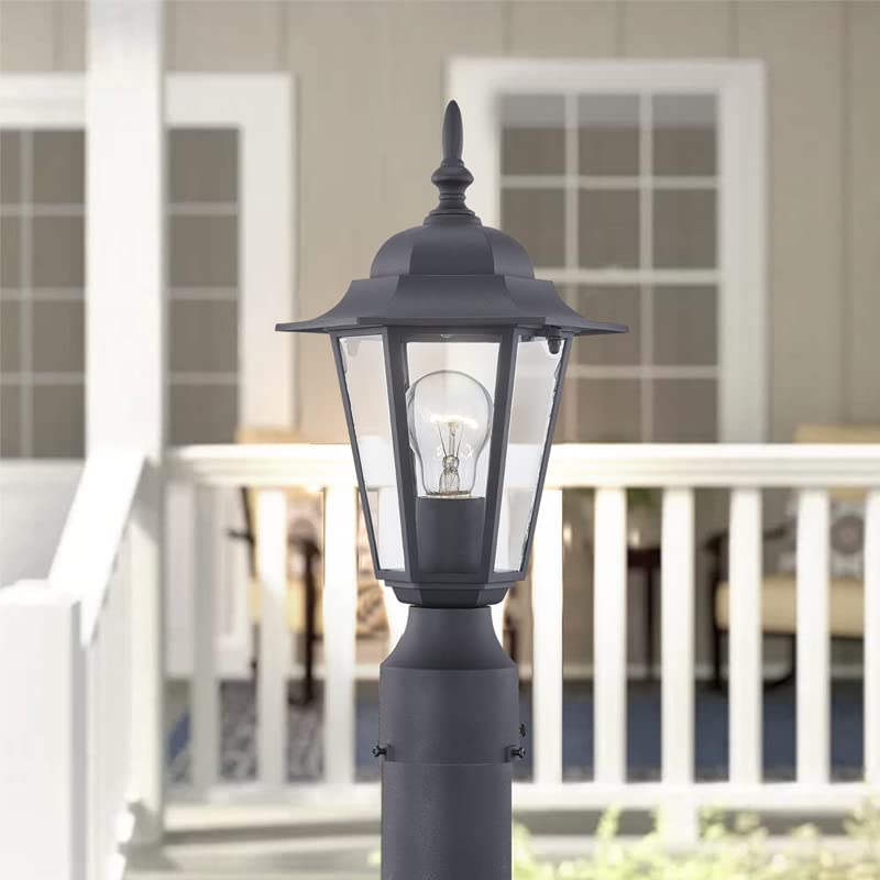 WISBEAM 2 Packs Outdoor Post Light, Pole Lantern, E26 Base 60W Max, Aluminum Housing Plus Glass, Wet Location Rated, ETL Qualified, Bulbs not Included, Black - color: Black, size: 2 Pack