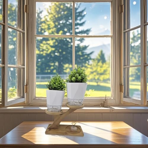 Tiers Bamboo Plant Stand,3 Tiers Indoor Succulent Windowsill Shelf - Small Tabletop Plant Holder for Home, Office, Kitchen 9.4"x7.34"x4.5" Fits 4.5'' of Plant pots