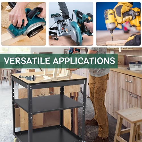 Planer Stand with Wheels, 550 lbs Load Capacity Power Tool Stand, Height Adjustable Miter Saw Stand with Extension Rollers, Heavy Duty Rolling Stand for Planers, Saws, Bench-top Machines & Power Tools