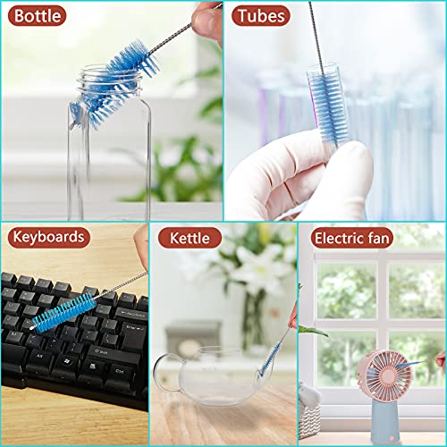 CiaraQ Bottle Cleaning Brushes, 8 Inch Nylon Tube Brush Set, Cleaner for Narrow Neck Bottles Cups with Hook, Set of 10pcs. (Pack of 2) - color: Blue, size: 8.0 Inch (10pcs) (Pack of 2)