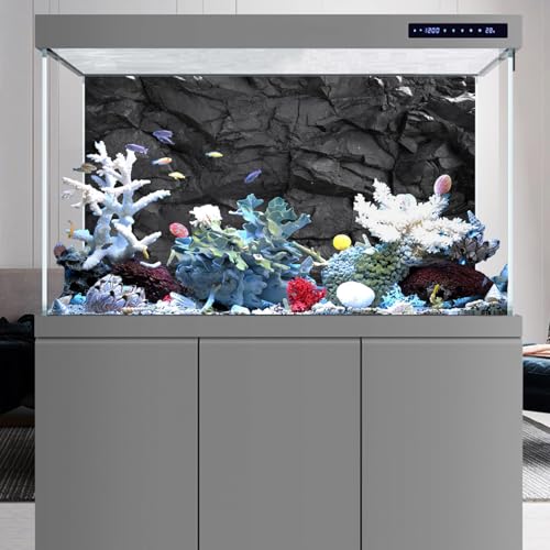 48x18 inches Stone Aquarium Background Black Rock Fish Tank Background - size: 48x18in/120x45cm