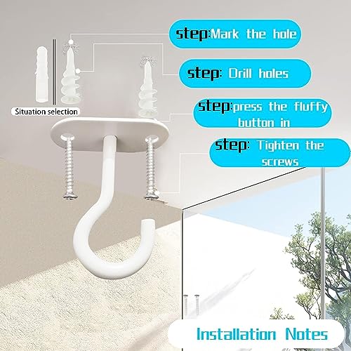 Ceiling Hooks for Hanging Plants 3 Pack, Plant Hanger Indoor Hanging Hooks - color: Pure White