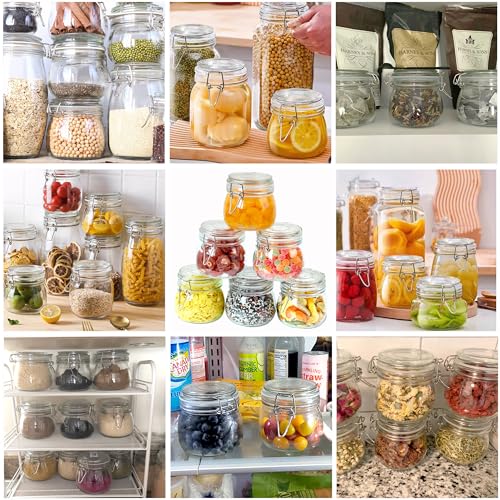 Glass Jar With Airtight Lid 24 OZ 3 Pack Airtight Food Storage Containers Leakproof Wide Mouth Canister For Coffee Beans, Sugar, Canning, Candy, Cereal, Pickle, Cookies, Dried Fruits - size: 24 OZ 3 Pack