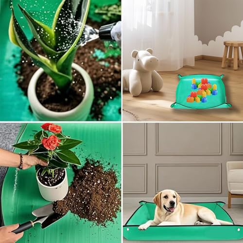 Waterproof Gardening Mat Foldable Tool Tray for Plant Potting Soil Mixing Repotting Succulent Transplanting Tabletop Use - color: Green, size: F