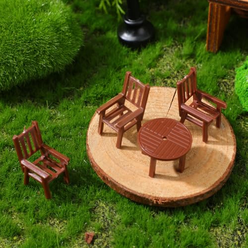 Garneck 4Sets Miniature Dollhouse Furniture Set: Dollhouse Kitchen Table and Chairs Plastic Mini Dining Room Table Chair for Fairy Garden DIY Scene Kids Adults Miniature Doll House Accessories(1:50)
