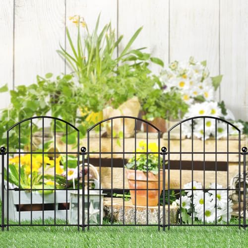 Metal Garden Fence 17 in x 10 ft, Small Animal Barrier Fencing for Pets - size: 17"Hx10ft (10 Panels)