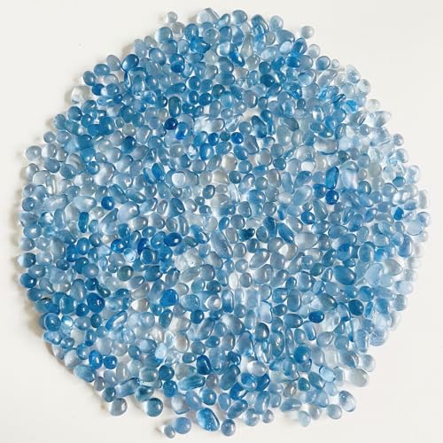 Glass Stones, 0.85LB/385g Light Blue Glass Rocks for Vase, Aquarium Pebbles for Fish Tank, Sea Glass Rocks for Vase Filler Craft - color: Transparent Blue