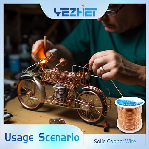 99.9% Solid Bare Copper Wire(12 Gauge, 2.05MM), Dead Soft, 1 Pound Spool Pure Copper Wire for Crafts, Electroculture Gardening, Jewelry Making - size: 12GA