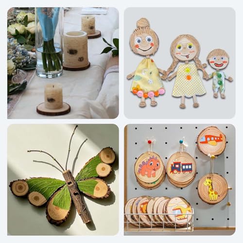 3 Inch Wood Slices (2.8-3.1”) 16 Pieces Wooden Discs Ornaments Bulk | unfinished natural wooden rounds circles blocks coasters cookies for crafts,no holes,for centerpieces,with bark - size: 2.8-3.1 Inch 16 pcs