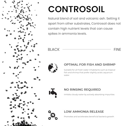 Ultum Nature Systems Controsoil - Freshwater Aqua Soil Substrate for Fish, Shrimp, Live Plant Propagation and Aquascaping - 6.8pH Low Ammonia, Volcanic Ash - Black, Fine (1 Liter) - color: Black - Fine, size: 1 Liter (0.9 kg)