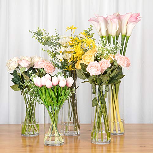 WGV Cylinder Vase, Diameter 5", Height 14", Clear Glass Floral Planter Container, Tall Centerpiece Arrangement for Wedding Party Event Home Office Decor, 1 Piece - size: 5"x14"H CL
