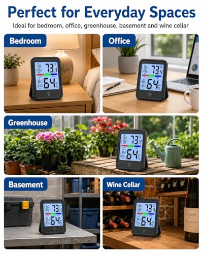 Indoor Thermometer Hygrometer for Home, 24-Hour MAX/MIN, 10s Backlight